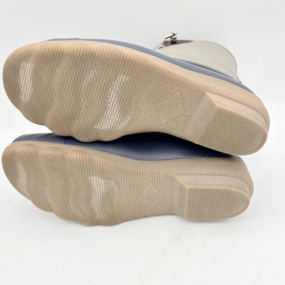 Sperry Saltwater Duck‎ Boots Womens 9 Navy Grey Waterproof Leather Boots Utility